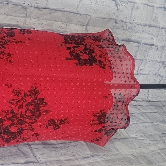 COVINGTON Red and Black Floral Sleeveless Cowl Neck Women's Blouse Large - Picture 3 of 7